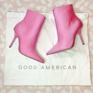 Good American Emma High Bootie Pointed Toe in Pink With Dust Bag 4 NWOT